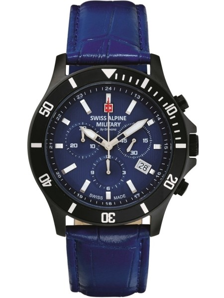 Swiss Alpine Military Chrono SAM7022.9575 men's watch, real leather strap