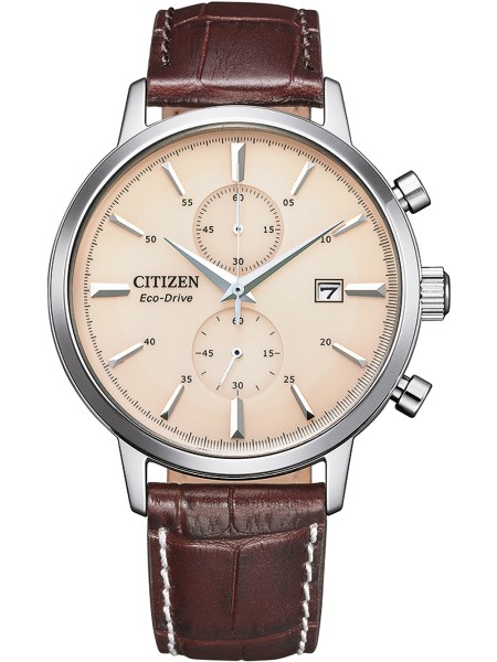 Citizen Eco-Drive Chronograph CA7061-26X Reloj para hombre, correa de piel de becerro
