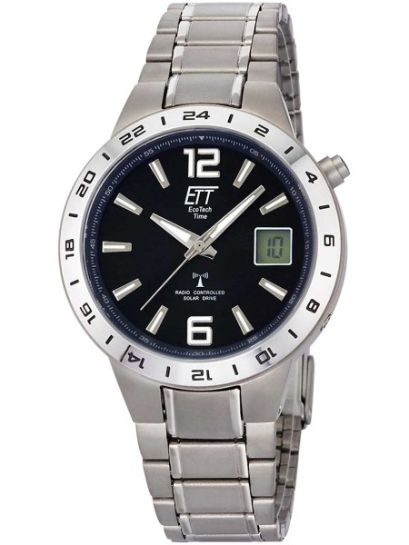 ETT Eco Tech Time Basic Titan Solar Funk EGT-11411-41M montre pour homme, titane sangle