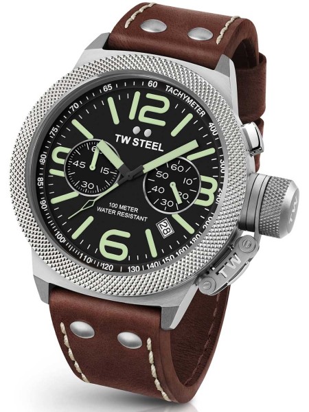 TW-Steel Canteen Leather Chrono CS23 men's watch, calf leather strap