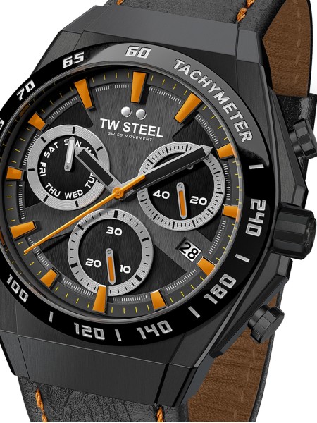 TW-Steel Fast Lane Chronograph CE4070 Reloj para hombre, correa de piel de becerro