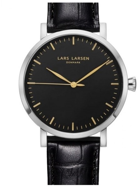 Lars Larsen 143SB/BlackCroco Herrenuhr, real leather Armband