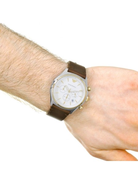 Emporio Armani AR11033 Reloj para hombre, correa de cuero real