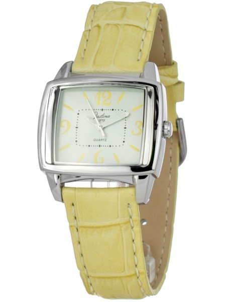 Justina 21809AM ladies' watch, real leather strap