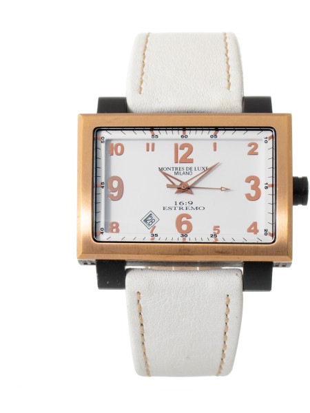 Montres De Luxe 091691WH-GOLD Relógio para mulher, pulseira de cuero real