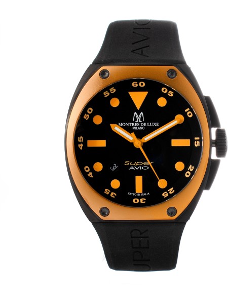 Montres De Luxe 09SA-BK-1002 men's watch, caoutchouc strap