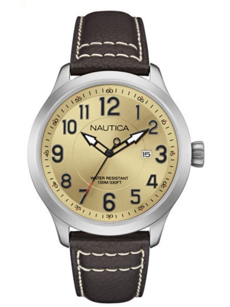 Nautica NAI10006G men's watch, cuir véritable strap