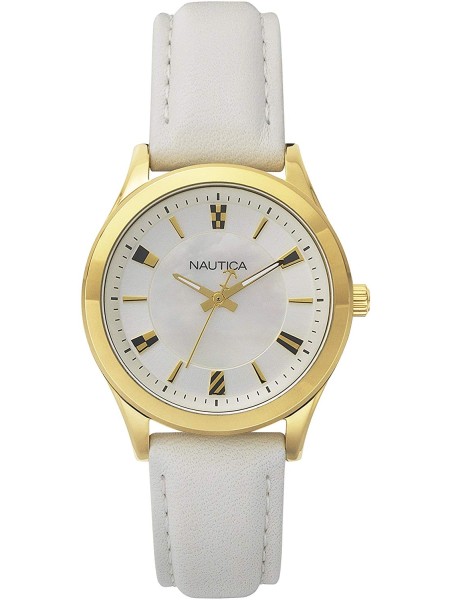 Nautica NAPVNC001 Relógio para mulher, pulseira de cuero real