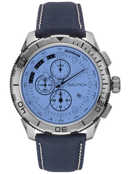 Nautica NAI19519G men's watch, real leather strap