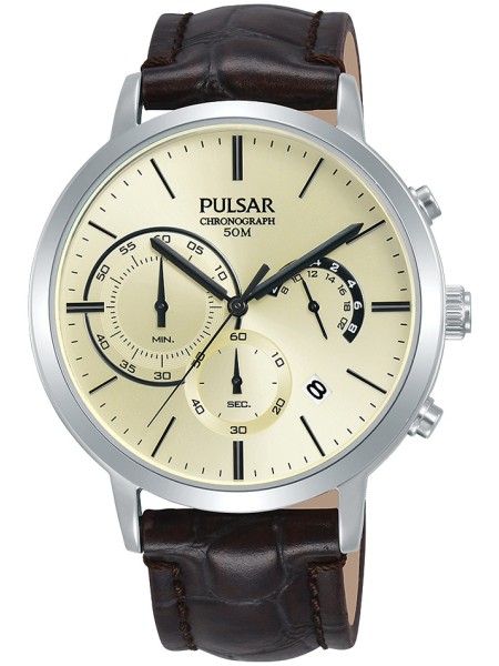 Pulsar PT3991X1 men's watch, real leather strap