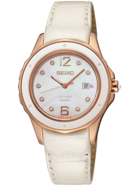 Seiko SXDE82P1 Relógio para mulher, pulseira de cuero real