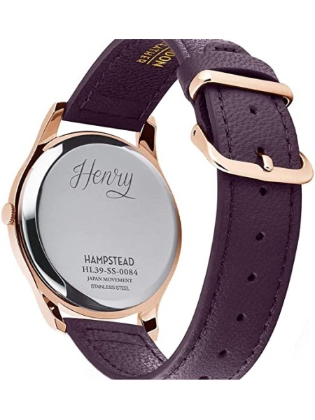 Henry London HL39-SS-0084 Relógio para mulher, pulseira de cuero real