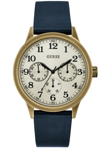 Guess W1101G2 men's watch, real leather strap