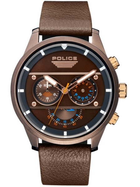 Police R1471607007 men's watch, real leather strap
