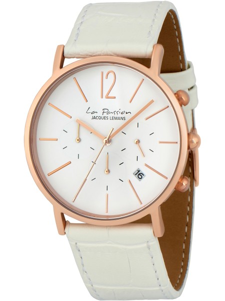Jacques Lemans La Passion Chronograph LP-123M ladies' watch, real leather strap