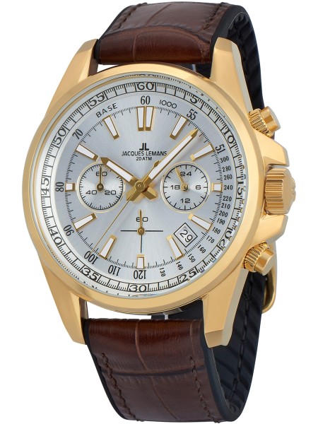 Jacques Lemans Liverpool Chronograph 1-2117F men's watch, real leather strap