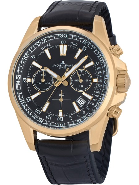 Jacques Lemans Liverpool Chronograph 1-2117E men's watch, real leather strap