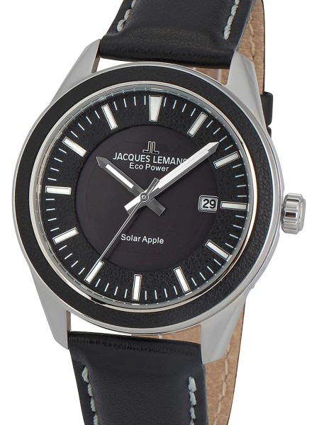 Jacques Lemans Eco Power 1-2116A Herrenuhr, synthetic leather Armband