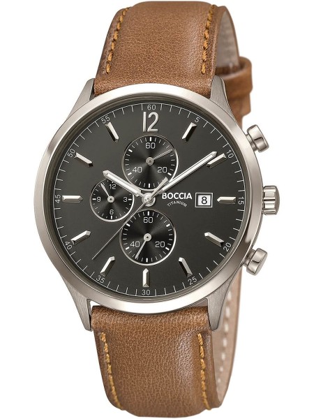 Boccia Uhr Chronograph Titanium 3753-04 men's watch, real leather strap