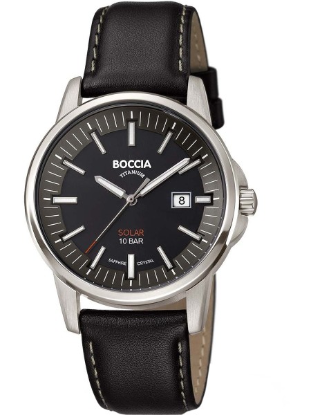 Boccia Uhr Solar Titanium 3643-02 men's watch, real leather strap
