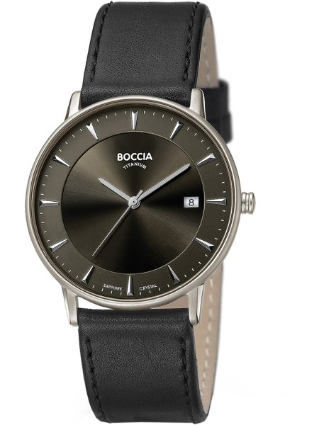 Boccia Uhr Titanium 3607-01 men's watch, real leather strap