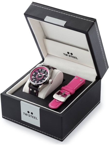 TW-Steel Pink Ribbon TW973 Reloj para mujer, correa de textil