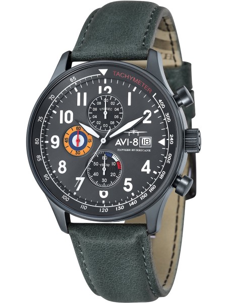 AVI-8 Hawker Hurricane Chronograph AV-4011-0D men's watch, real leather strap
