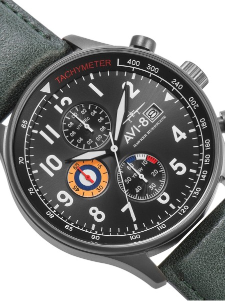 AVI-8 Hawker Hurricane Chronograph AV-4011-0D men's watch, real leather strap