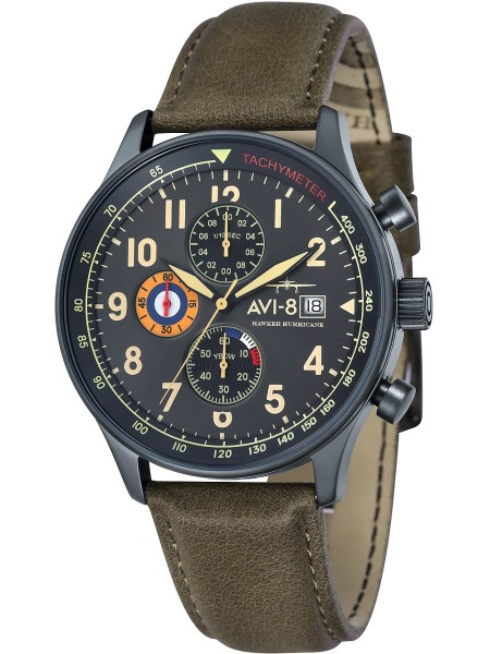AVI-8 Hawker Hurricane Chronograph AV-4011-0E men's watch, real leather strap