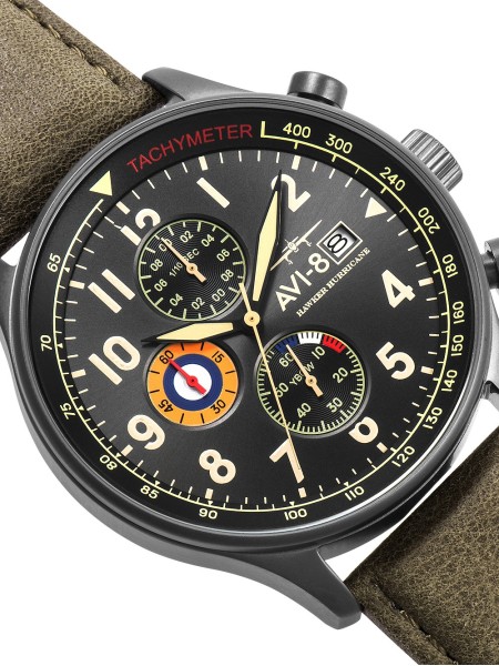 AVI-8 Hawker Hurricane Chronograph AV-4011-0E montre pour homme, cuir véritable sangle