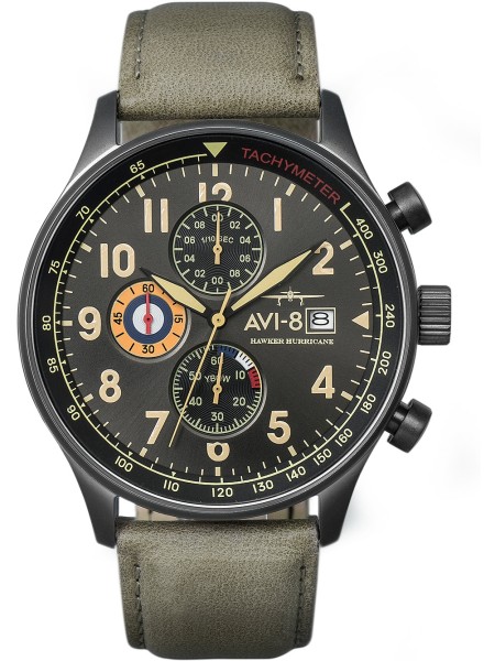 AVI-8 Hawker Hurricane Chronograph AV-4011-0E men's watch, real leather strap