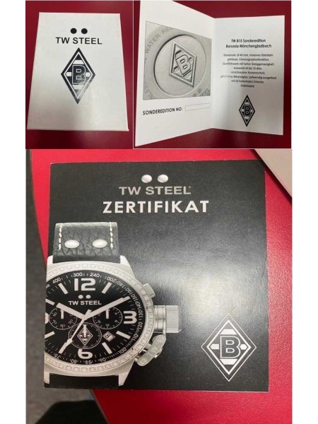 TW-Steel Mönchengladbach Chronograph TW815 ladies' watch, real leather strap