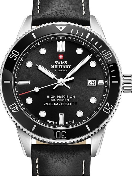 Swiss Military by Chrono Quartz Diver SM34088.04 men's watch, cuir véritable strap