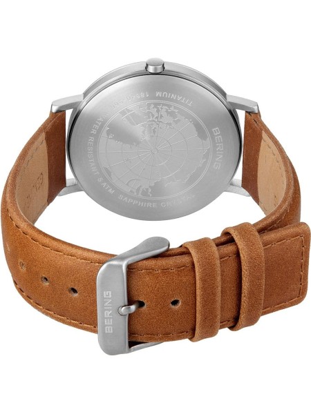 Bering Titanium 18640-568 men's watch, real leather strap