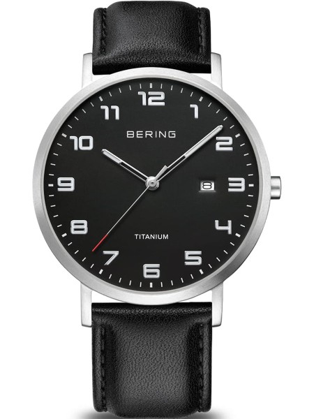 Bering Titanium 18640-402 Reloj para hombre, correa de cuero real
