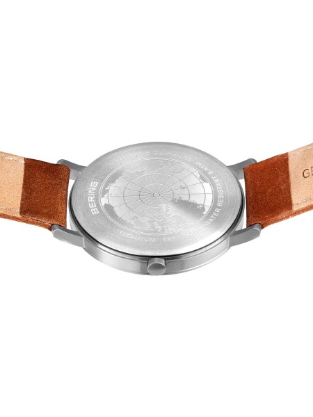 Bering Titanium 18640-567 men's watch, real leather strap
