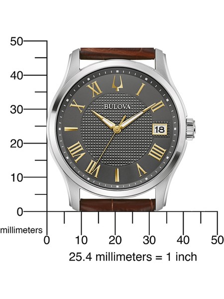 Bulova Wilton 96B389 men's watch, real leather strap