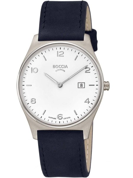 Boccia Titanium 3655-01 men's watch, real leather strap