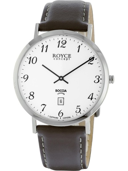 Boccia Royce Titanium 3634-01 men's watch, real leather strap