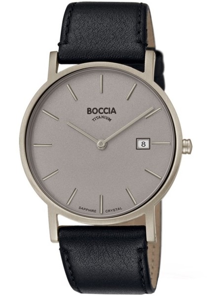 Boccia Titanium 3637-01 men's watch, real leather strap