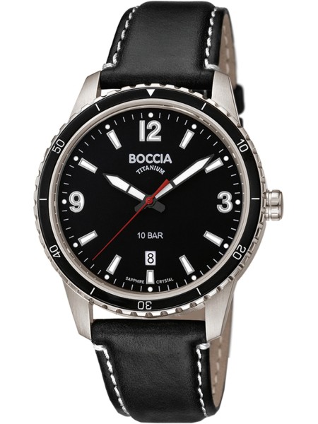 Boccia Titanium 3635-01 men's watch, real leather strap