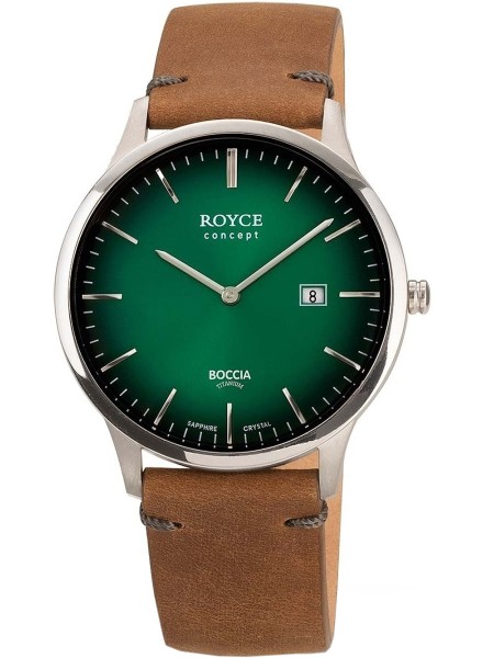 Boccia Royce Titanium 3641-02 men's watch, cuir véritable strap
