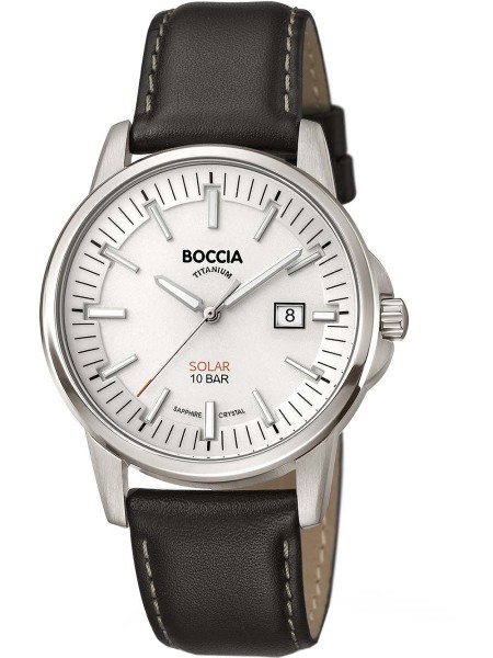Boccia Solar Titanium 3643-01 men's watch, real leather strap