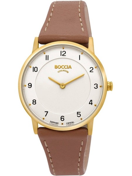 Boccia Titanium 3254-02 γυναικείο ρολόι, με λουράκι real leather