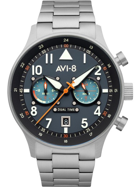AVI-8 Carey Dual Time AV-4088-22 men's watch, stainless steel strap