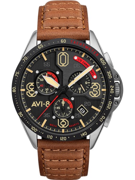 AVI-8 P-51 Mustang Chronograph AV-4077-02 men's watch, real leather strap