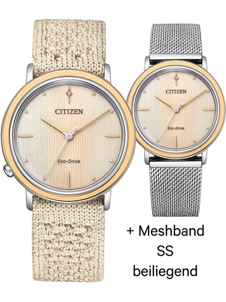 Citizen Eco-Drive Elegance EM1006-40A ladies' watch, textile strap