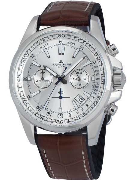 Jacques Lemans Liverpool Chronograph 1-2117B men's watch, real leather strap