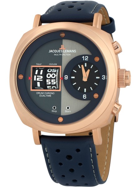 Jacques Lemans Lugano 1-2058D men's watch, real leather strap