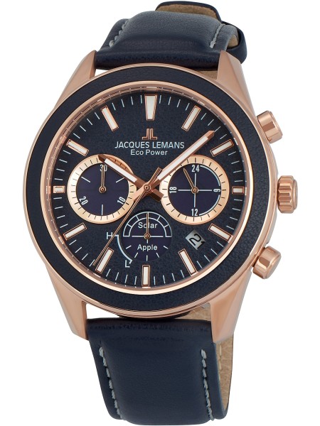 Jacques Lemans Eco Power 1-2115E men's watch, synthetic leather strap